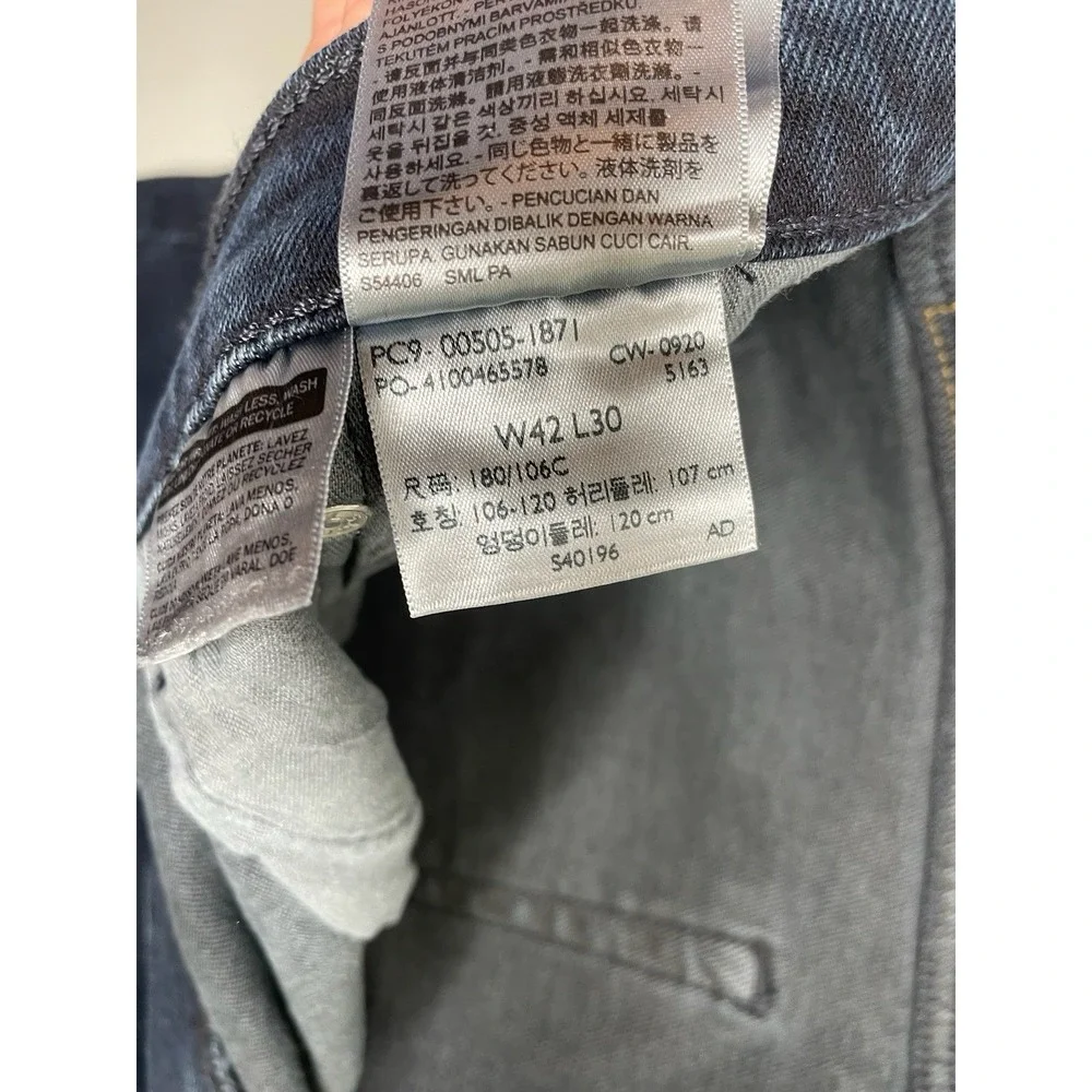Levi's 505 Regular Fit Jeans Mens 42x30 Blue Indigo Stretch Straight Leg